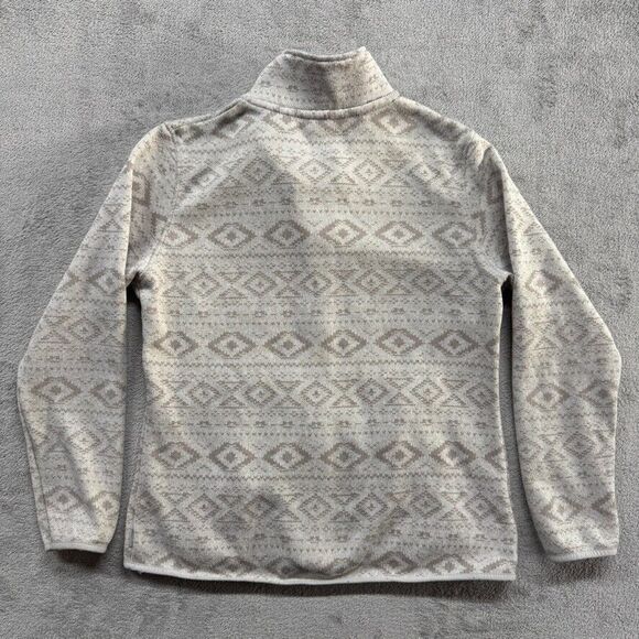 Eddie Bauer Full Zip Aztec Fleece Jacket Collared Womens Large Beige Outdoor‎ - Picture 2 of 7